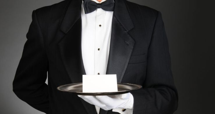 Butler With Note on Tray
